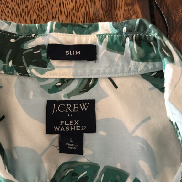 J.Crew Men's Leaves Tropical Flex Washed Short Sleeve Button-Down Shirt Large - Picture 2 of 3